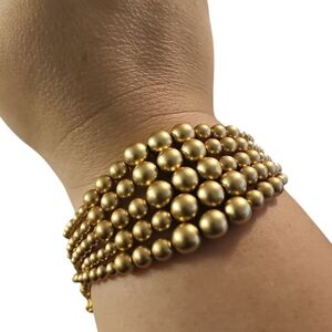 Vintage Carolee Matte Gold Multi-Strand Graduated Beads Bracelet